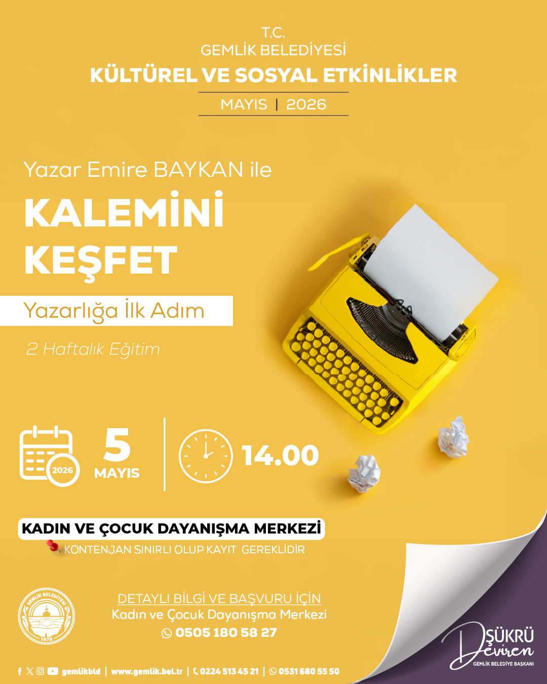 Yazar Emire Baykan ile Kalemini Keşfet – Yazarlığa İlk Adım (2 Haftalık Eğitim)